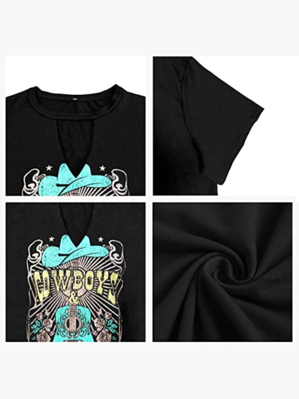 Plus Size Whiskey Country Music V Neck Keyhole Tee Tunic - Picture 5 of 7
